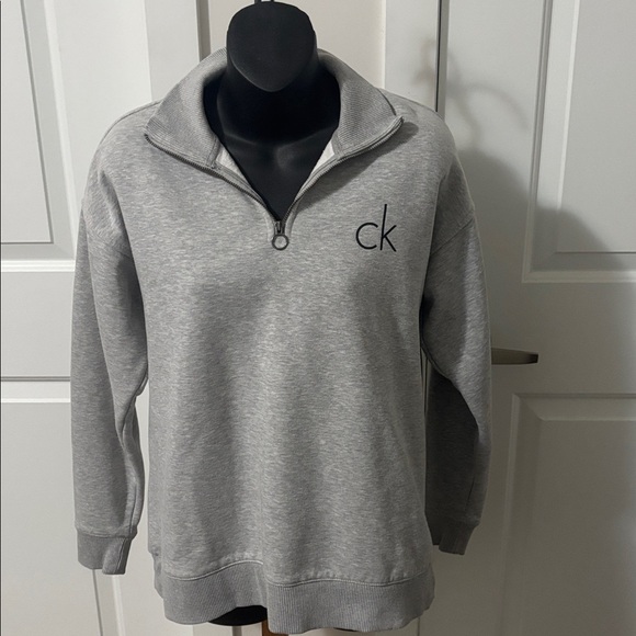 2/$20 Calvin Klein 3/4 Zip Grey Sweatshirt - Picture 1 of 9